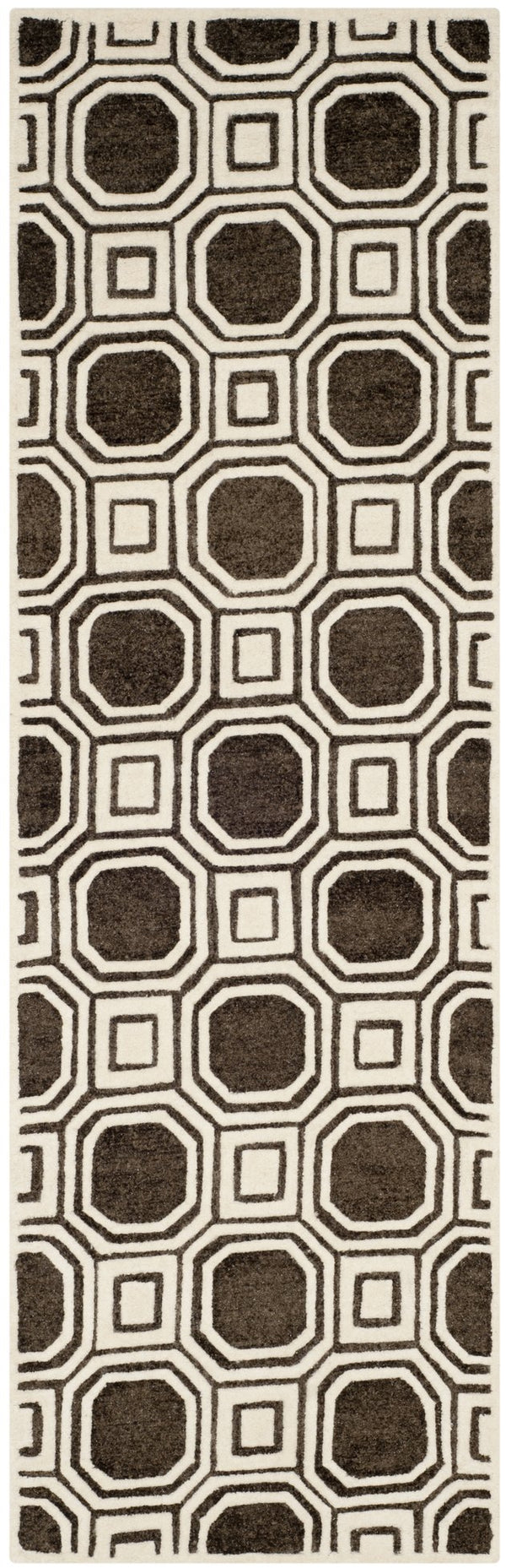 Safavieh Precious Luxurious Hand Tufted Runner Area Rug With Elegant Geometric Design For Timeless Style Charcoal 40% Polyester 40% Wool 20% Cotton Pre153h-28