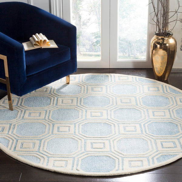Safavieh Precious Elegant Hand-tufted Area Rug With Geometric Design For Cozy Home Decor And Style Mist Blue 40% Polyester 40% Wool 20% Cotton Pre153m-4