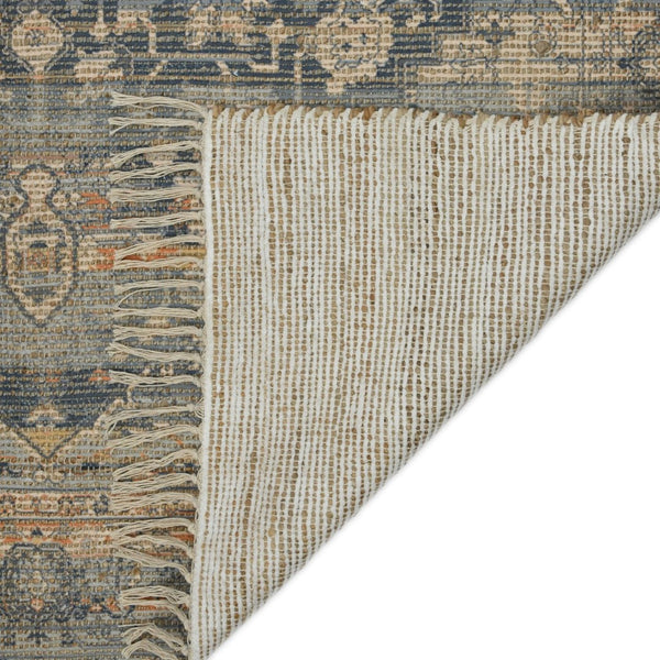 Amer Rugs Prairie Hand-woven Jute Blend Area Rug - Eco-friendly, Stylish Comfort For Any Home Space Denim,Orange Polyester, Jute Pre20203