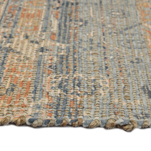Amer Rugs Prairie Hand-woven Jute Blend Area Rug - Eco-friendly, Stylish Comfort For Any Home Space Denim,Orange Polyester, Jute Pre20203