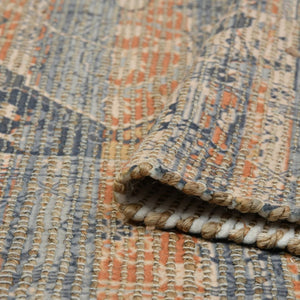 Amer Rugs Prairie Hand-woven Jute Blend Area Rug - Eco-friendly, Stylish Comfort For Any Home Space Denim,Orange Polyester, Jute Pre20203