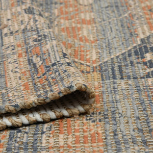 Amer Rugs Prairie Hand-woven Jute Blend Area Rug - Eco-friendly, Stylish Comfort For Any Home Space Denim,Orange Polyester, Jute Pre20203