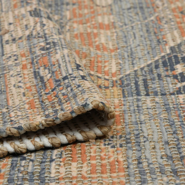 Amer Rugs Prairie Hand-woven Jute Blend Area Rug - Eco-friendly, Stylish Comfort For Any Home Space Denim,Orange Polyester, Jute Pre20203