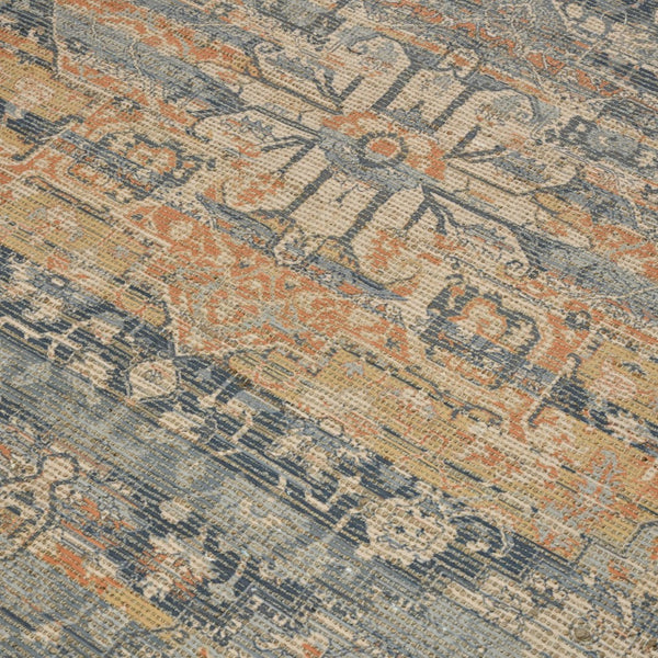 Amer Rugs Prairie Hand-woven Jute Blend Area Rug - Eco-friendly, Stylish Comfort For Any Home Space Denim,Orange Polyester, Jute Pre20203