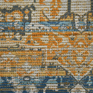 AMER Rugs Prairie Andover PRE-2 Hand-Loomed Handmade Polyester Transitional Oriental Rug Denim/Orange 5' x 7'6"