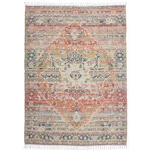AMER Rugs Prairie Leawood PRE-3 Hand-Loomed Handmade Polyester Transitional Oriental Rug Pink/Blue 5' x 7'6"