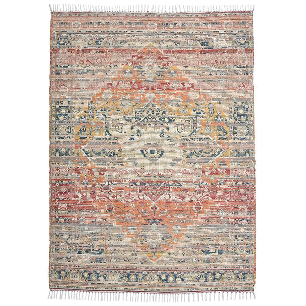 AMER Rugs Prairie Leawood PRE-3 Hand-Loomed Handmade Polyester Transitional Oriental Rug Pink/Blue 5' x 7'6"