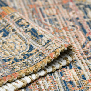 AMER Rugs Prairie Leawood PRE-3 Hand-Loomed Handmade Polyester Transitional Oriental Rug Pink/Blue 5' x 7'6"