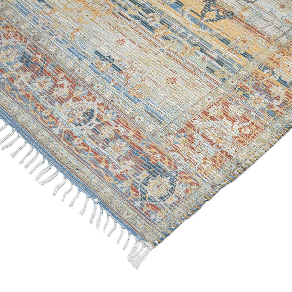 AMER Rugs Prairie Larson PRE-4 Hand-Loomed Handmade Polyester Transitional Oriental Rug Blue/Red 5' x 7'6"