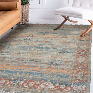 Amer Rugs Prairie Hand-woven Jute Blend Area Rug - Eco-friendly, Stylish Comfort For Any Home Space Blue,Rust Polyester, Jute Pre40203