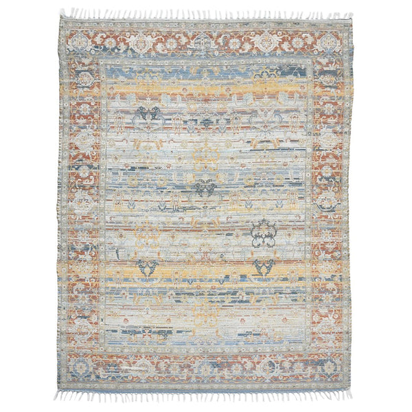 AMER Rugs Prairie Larson PRE-4 Hand-Loomed Handmade Polyester Transitional Oriental Rug Blue/Red 5' x 7'6"