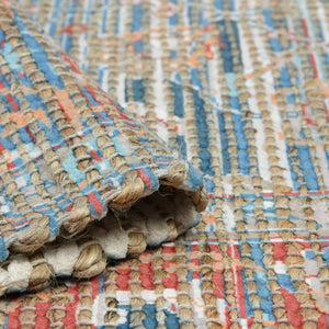 Amer Rugs Prairie Hand-woven Jute Blend Area Rug - Eco-friendly, Stylish Comfort For Any Home Space Blue,Rust Polyester, Jute Pre40203