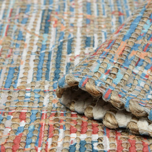 Amer Rugs Prairie Hand-woven Jute Blend Area Rug - Eco-friendly, Stylish Comfort For Any Home Space Blue,Rust Polyester, Jute Pre40203