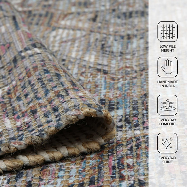 Amer Rugs Prairie Hand-woven Jute Blend Area Rug - Eco-friendly, Stylish Comfort For Any Home Space Light Blue,Pink Polyester, Jute Pre50203