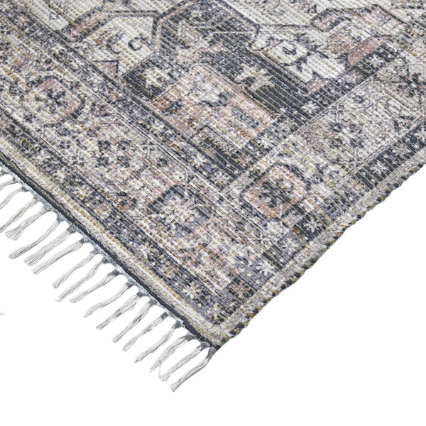 AMER Rugs Prairie Sprail PRE-6 Hand-Loomed Handmade Polyester Transitional Oriental Rug Grey/Pink 5' x 7'6"