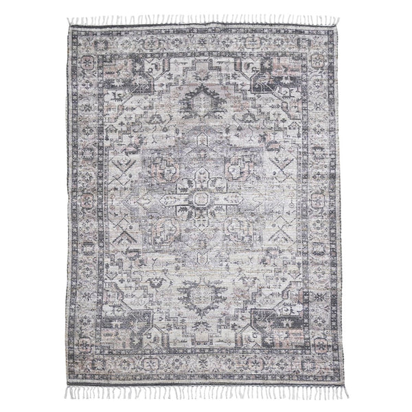 AMER Rugs Prairie Sprail PRE-6 Hand-Loomed Handmade Polyester Transitional Oriental Rug Grey/Pink 5' x 7'6"