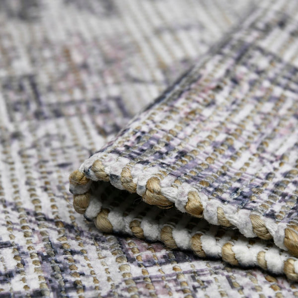 AMER Rugs Prairie Sprail PRE-6 Hand-Loomed Handmade Polyester Transitional Oriental Rug Grey/Pink 5' x 7'6"