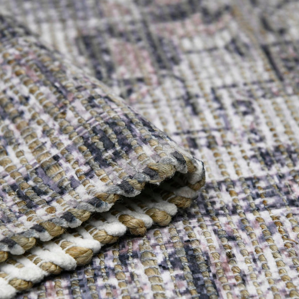 AMER Rugs Prairie Sprail PRE-6 Hand-Loomed Handmade Polyester Transitional Oriental Rug Grey/Pink 5' x 7'6"