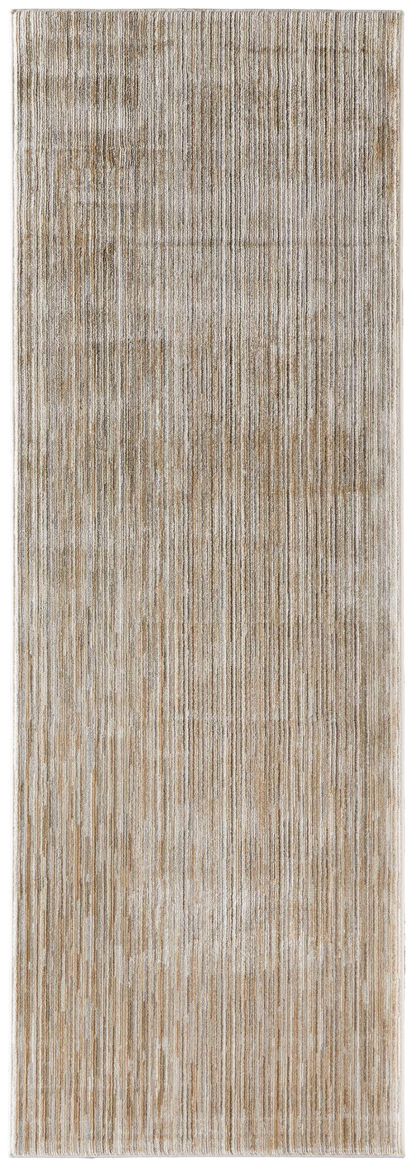 Feizy Rugs Priestley Striated Tan Runner Rug for Hallways Entryways and Bedroom Spaces PRI39UCFBGE000I02