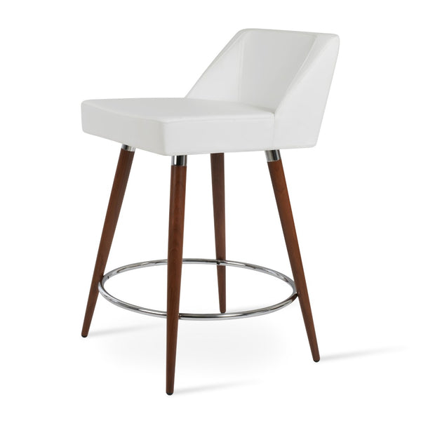 Soho Concept Prisma Barstools & Counterstools – Soft Leatherette, Solid Walnut Base, Stylish Chrome Or Gold Accents Walnut,White  Soho-concept-dining-chair-09746
