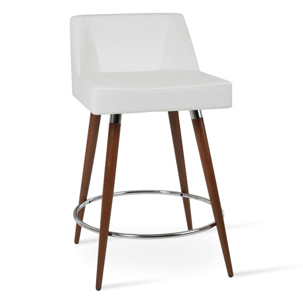 Soho Concept Prisma Barstools & Counterstools – Soft Leatherette, Solid Walnut Base, Stylish Chrome Or Gold Accents Walnut,White  Soho-concept-dining-chair-07140