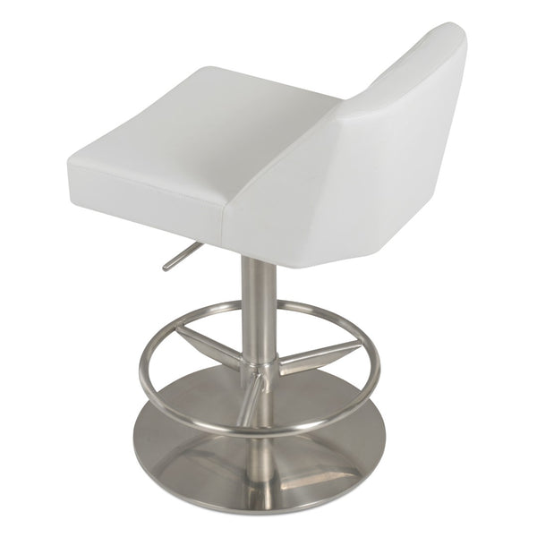Soho Concept Prisma Adjustable Piston Stool With Full Footrest - Soft Leatherette, Stylish Steel Finish, Grey White  Soho-concept-dining-chair-07143