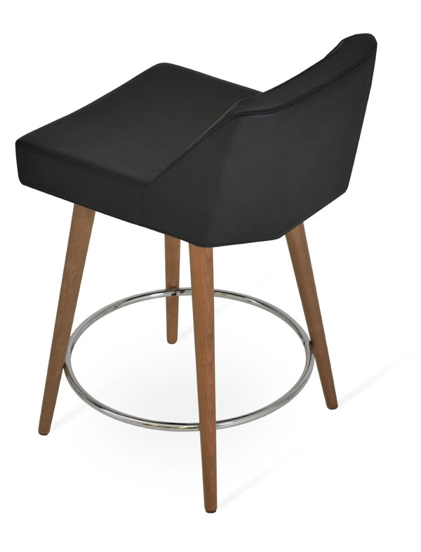 Soho Concept Prisma Solid Wood Barstools & Counterstools - Soft Leatherette Seats, Stylish Walnut Finish, Durable Design Walnut,Black  Soho-concept-dining-chair-09766