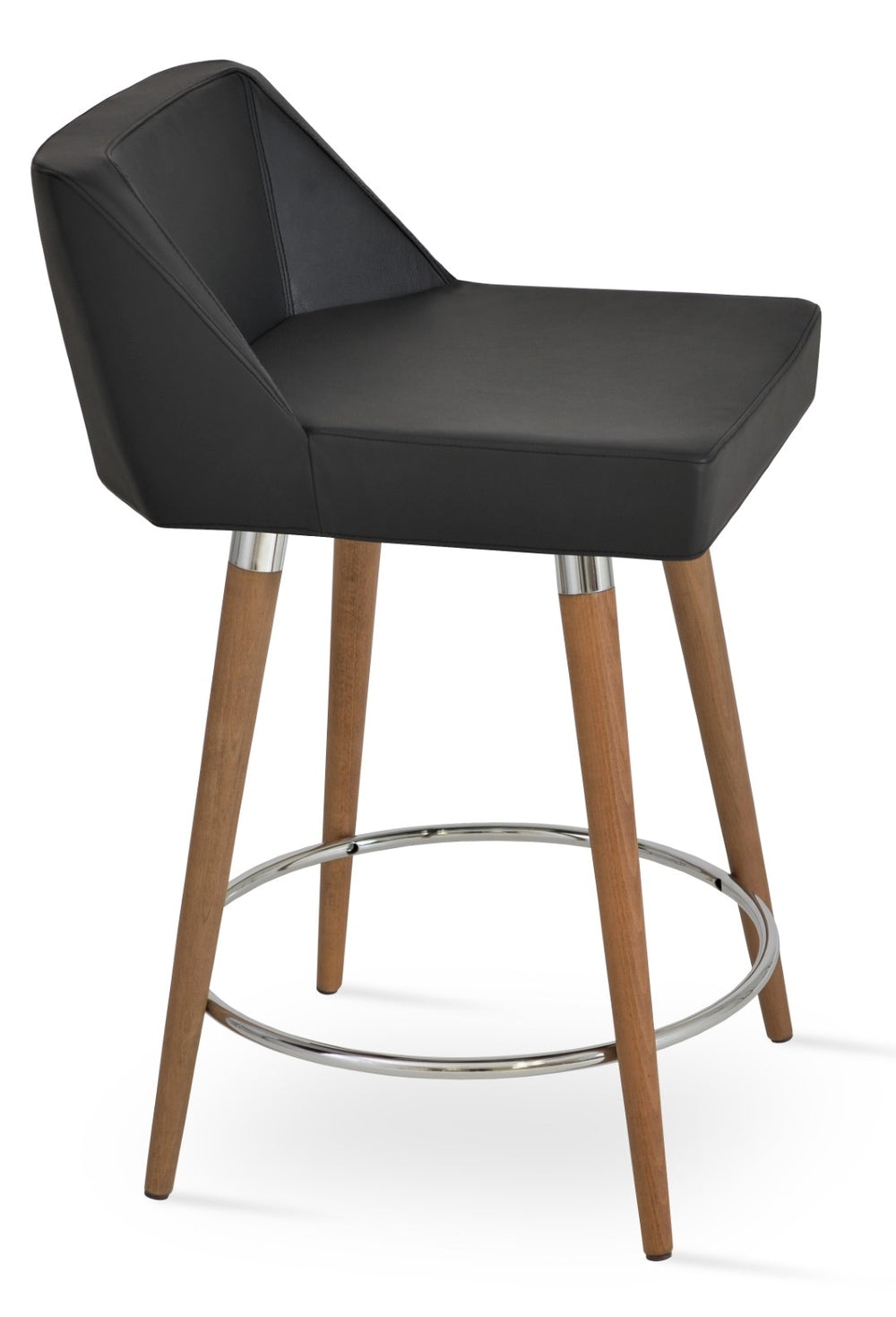 Soho Concept Prisma Solid Wood Barstools & Counterstools - Soft Leatherette Seats, Stylish Walnut Finish, Durable Design Walnut,Black  Soho-concept-dining-chair-09767
