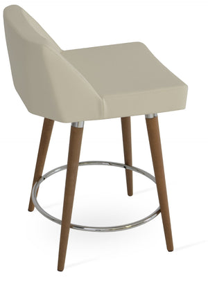 Soho Concept Prisma Stylish Barstools & Counterstools With Soft Leatherette, Solid Wood Base, 350 Lb Capacity Walnut,Cream  Soho-concept-dining-chair-09764