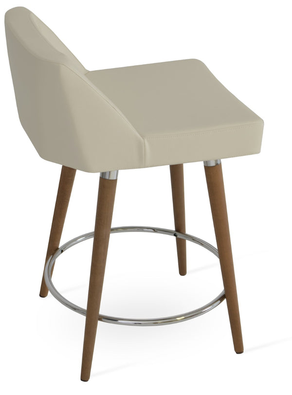 Soho Concept Prisma Stylish Barstools & Counterstools With Soft Leatherette, Solid Wood Base, 350 Lb Capacity Walnut,Cream  Soho-concept-dining-chair-09764