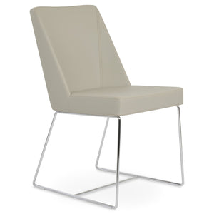 Soho Concept Prisma Sled Wire Chair - Elegant Leatherette Dining Seating With Stylish Soft Finish For Modern Homes Chrome,Black  Soho-concept-dining-chair-05721