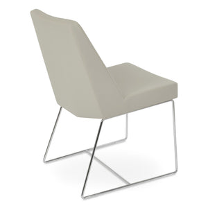 Soho Concept Prisma Sled Wire Chair - Elegant Leatherette Dining Seating With Stylish Soft Finish For Modern Homes Chrome,Black  Soho-concept-dining-chair-05721