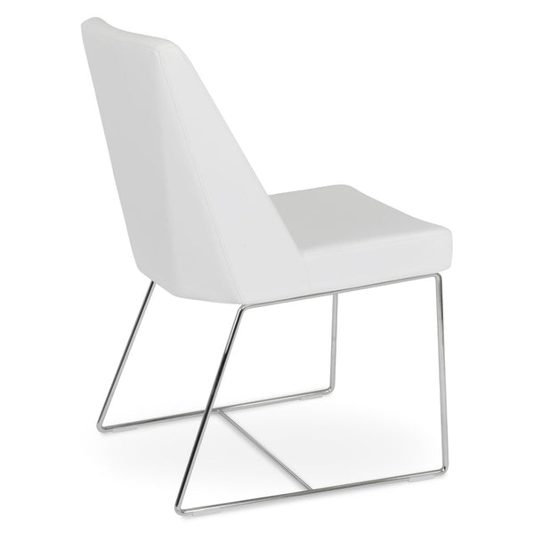Soho Concept Prisma Sled Wire Chair - Elegant Leatherette Dining Seating With Stylish Soft Finish For Modern Homes Chrome,White  Soho-concept-dining-chair-05696