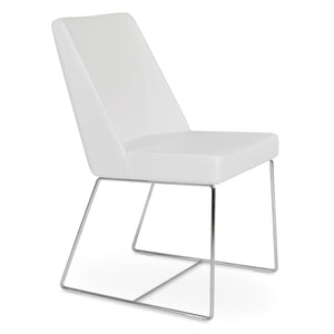 Soho Concept Prisma Sled Wire Chair - Elegant Leatherette Dining Seating With Stylish Soft Finish For Modern Homes Chrome,White  Soho-concept-dining-chair-05696