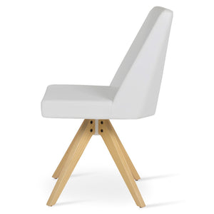 Soho Concept Prisma Pyramid Swivel Dining Chair - Elegant Leatherette Or Wool, Custom Wood Finish, 300 Lbs Capacity Natural,Ash,White  Soho-concept-dining-chair-05706