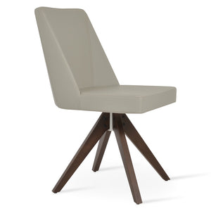Soho Concept Prisma Pyramid Swivel Dining Chair - Elegant Leatherette Or Wool, Custom Wood Finish, 300 Lbs Capacity Walnut,Light Grey  Soho-concept-dining-chair-05703