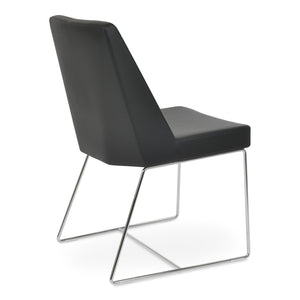 Soho Concept Prisma Sled Wire Chair - Elegant Leatherette Dining Seating With Stylish Soft Finish For Modern Homes Chrome,Black  Soho-concept-dining-chair-05719