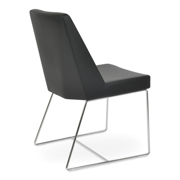 Soho Concept Prisma Sled Wire Chair - Elegant Leatherette Dining Seating With Stylish Soft Finish For Modern Homes Chrome,Black  Soho-concept-dining-chair-05719