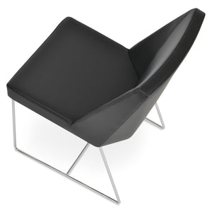 Soho Concept Prisma Sled Wire Chair - Elegant Leatherette Dining Seating With Stylish Soft Finish For Modern Homes Chrome,Black  Soho-concept-dining-chair-05719
