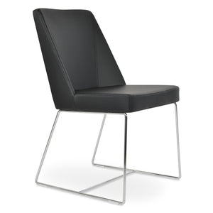 Soho Concept Prisma Sled Wire Chair - Elegant Leatherette Dining Seating With Stylish Soft Finish For Modern Homes Chrome,Black  Soho-concept-dining-chair-05719