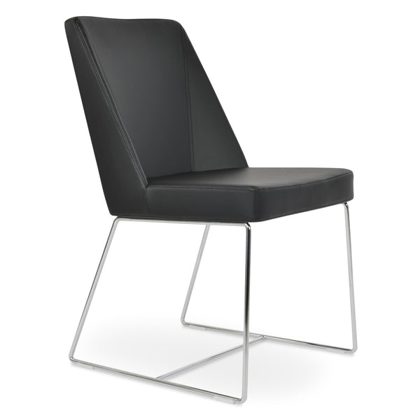 Soho Concept Prisma Sled Wire Chair - Elegant Leatherette Dining Seating With Stylish Soft Finish For Modern Homes Chrome,Black  Soho-concept-dining-chair-05719