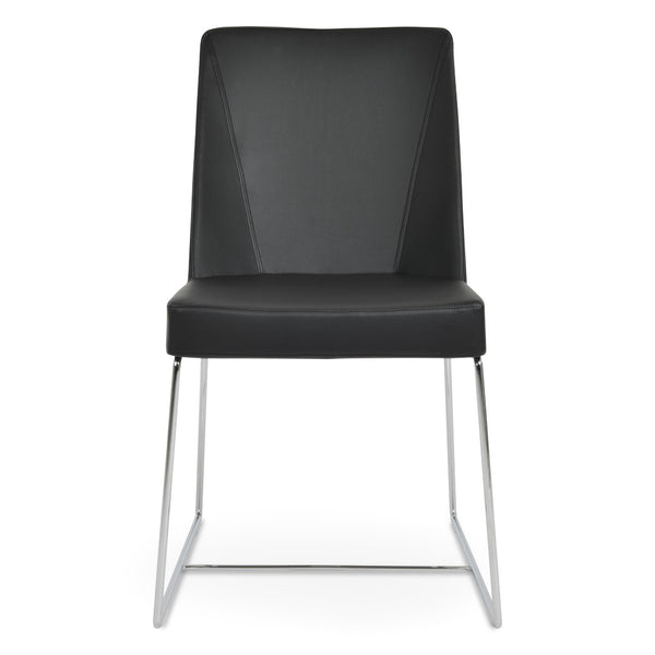 Soho Concept Prisma Sled Wire Chair - Elegant Leatherette Dining Seating With Stylish Soft Finish For Modern Homes Chrome,Black  Soho-concept-dining-chair-05719