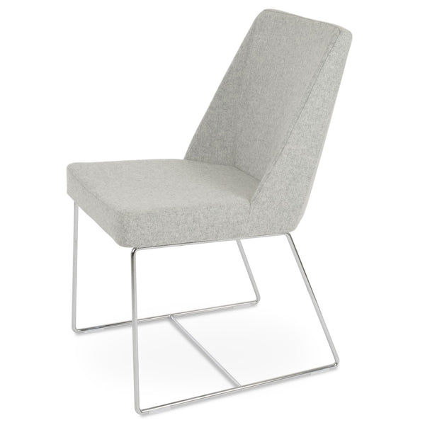 Soho Concept Prisma Sled Wire Dining Chair In Camira Blazer Wool Fabric - Chrome Finish With 10-year Guarantee Chrome,Silver  Soho-concept-dining-chair-05717