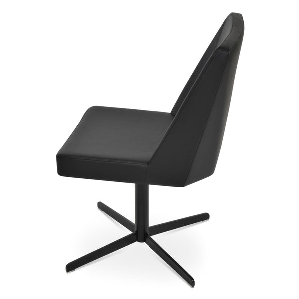 Soho Concept Prisma Stylish 4 Star Swivel Dining Chair In Soft Black Leatherette - Modern Comfort & Elegance Black  Soho-concept-dining-chair-05694