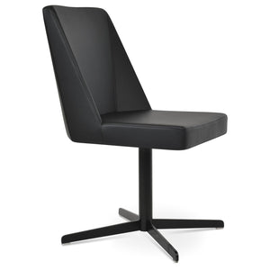 Soho Concept Prisma Stylish 4 Star Swivel Dining Chair In Soft Black Leatherette - Modern Comfort & Elegance Black  Soho-concept-dining-chair-05694