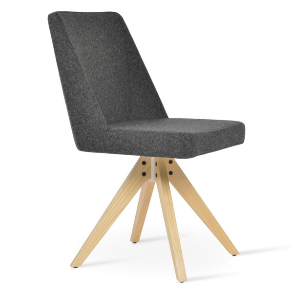 Soho Concept Prisma Pyramid Swivel Dining Chair In Luxurious Camira Blazer Wool With Solid Wood Base & 10-year Guarantee Natural,Ash,Dark Grey  Soho-concept-dining-chair-05704