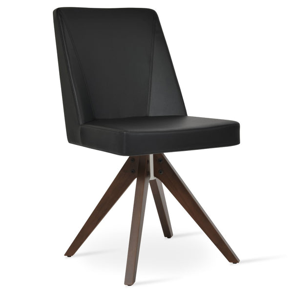 Soho Concept Prisma Pyramid Swivel Dining Chair - Elegant Leatherette Or Wool, Custom Wood Finish, 300 Lbs Capacity Walnut,Black  Soho-concept-dining-chair-05702