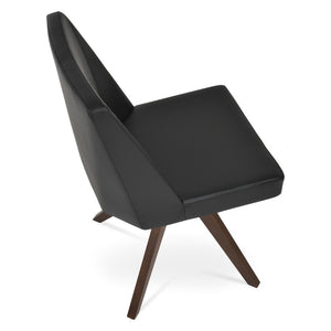 Soho Concept Prisma Pyramid Swivel Dining Chair - Elegant Leatherette Or Wool, Custom Wood Finish, 300 Lbs Capacity Walnut,Black  Soho-concept-dining-chair-05702