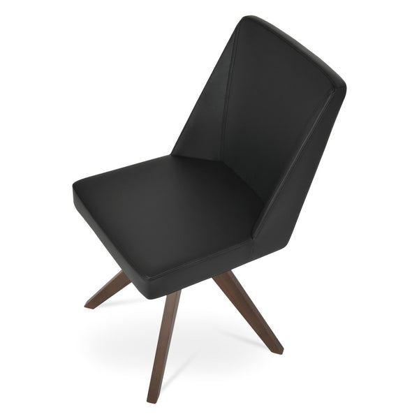 Soho Concept Prisma Pyramid Swivel Dining Chair - Elegant Leatherette Or Wool, Custom Wood Finish, 300 Lbs Capacity Walnut,Black  Soho-concept-dining-chair-05702