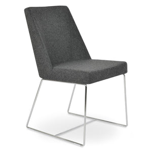 Soho Concept Prisma Sled Wire Dining Chair In Camira Blazer Wool Fabric - Chrome Finish With 10-year Guarantee Chrome,Dark Grey  Soho-concept-dining-chair-05718
